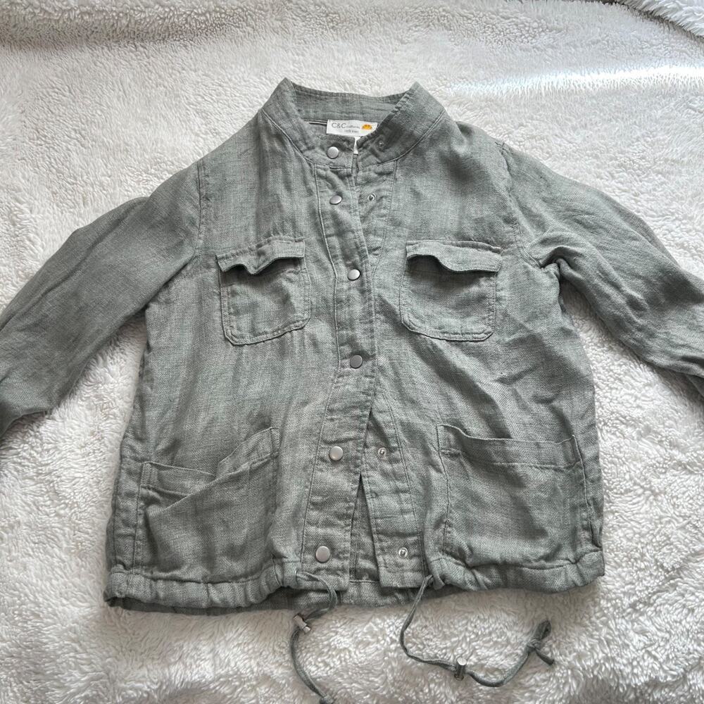 C & C California Linen Utility Jacket Womens M Natural Minimalist Boho Resort